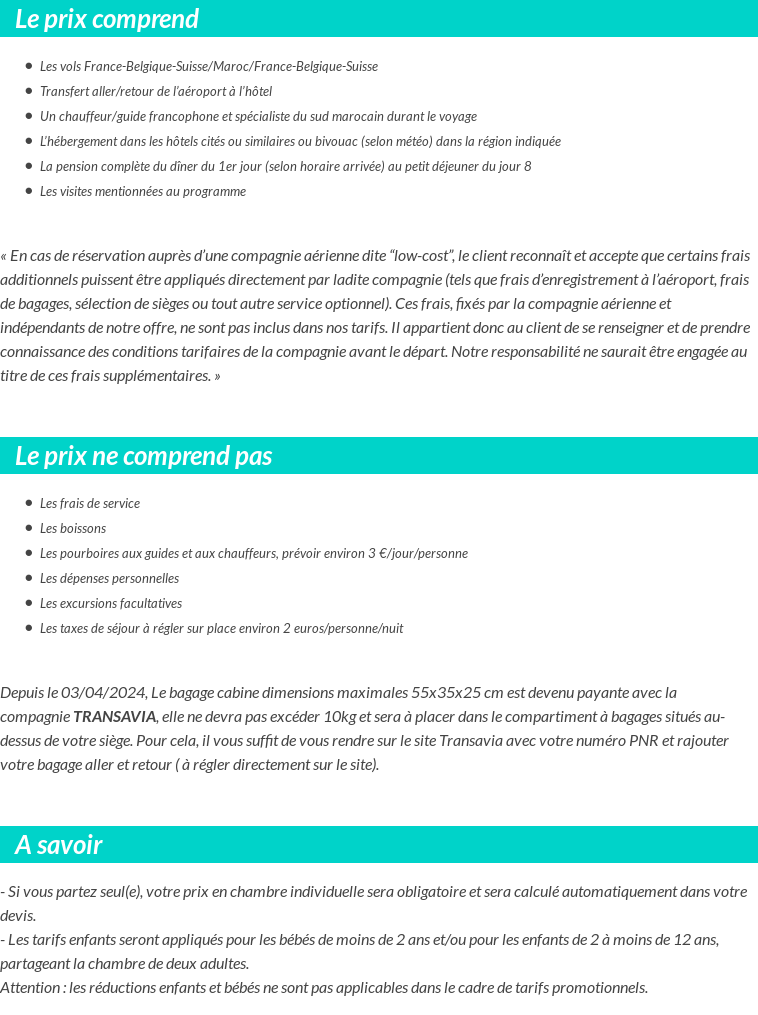 Conditions tarifaires