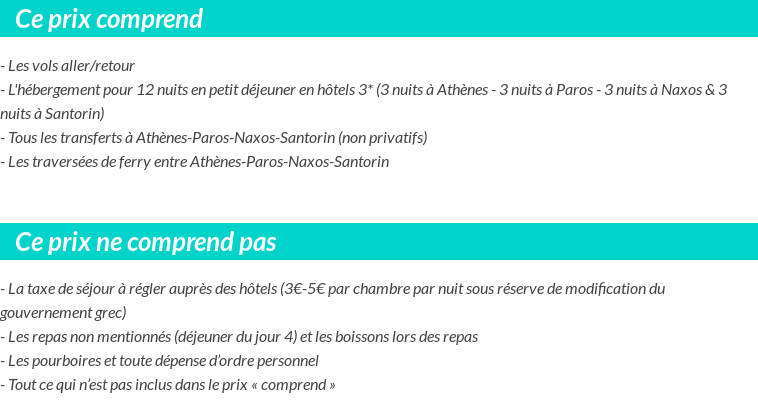 Conditions tarifaires