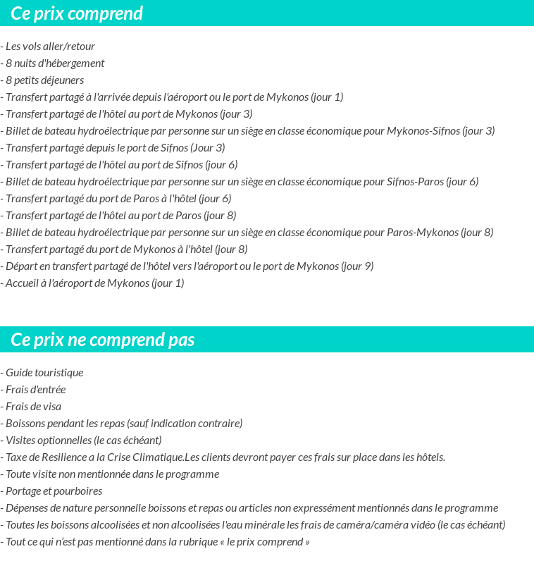 Conditions tarifaires