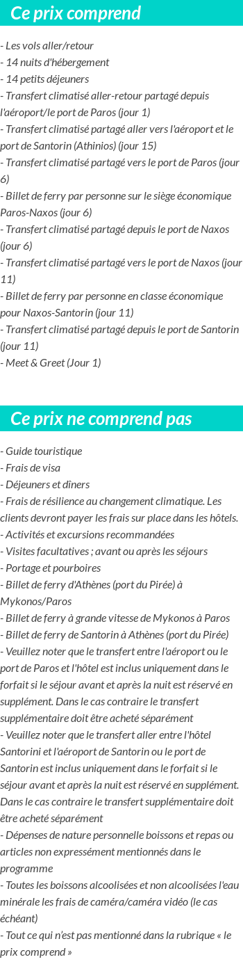 Conditions tarifaires