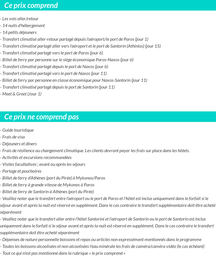Conditions tarifaires