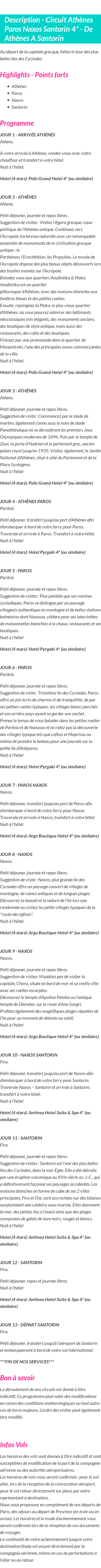 Détails du séjour