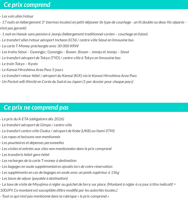 Conditions tarifaires