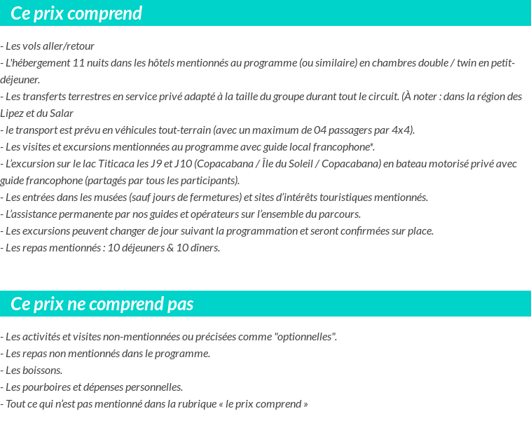 Conditions tarifaires