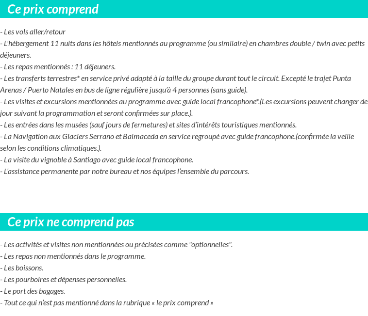 Conditions tarifaires