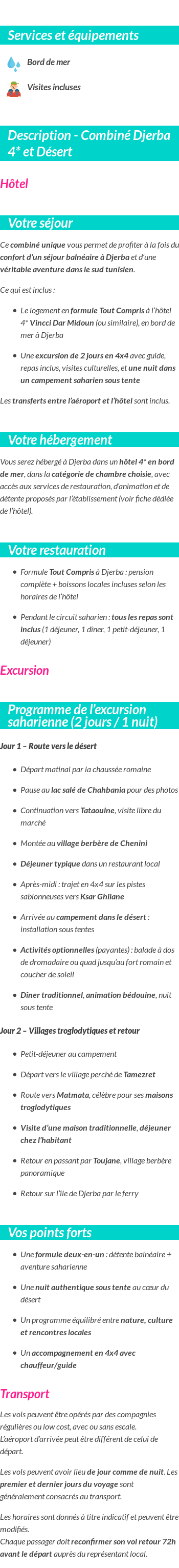 Détails du séjour