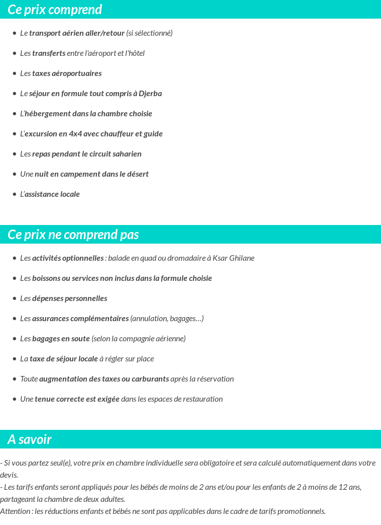 Conditions tarifaires
