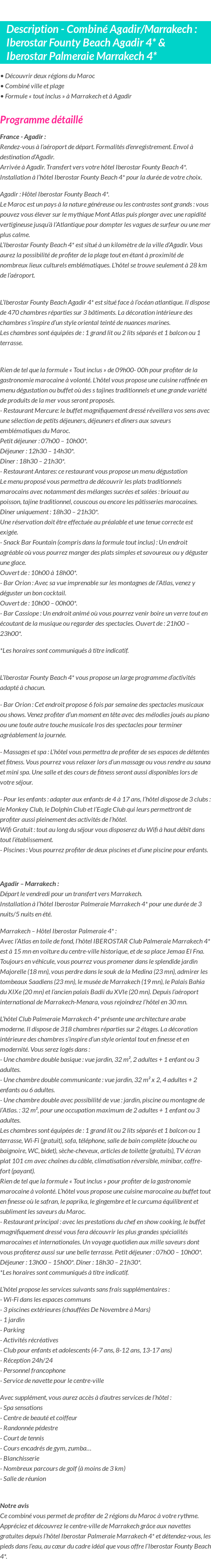 Détails du séjour