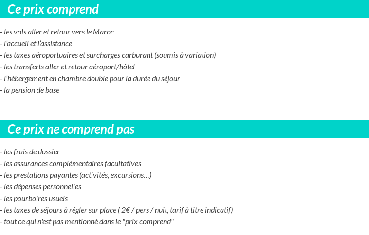 Conditions tarifaires