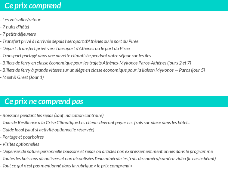 Conditions tarifaires