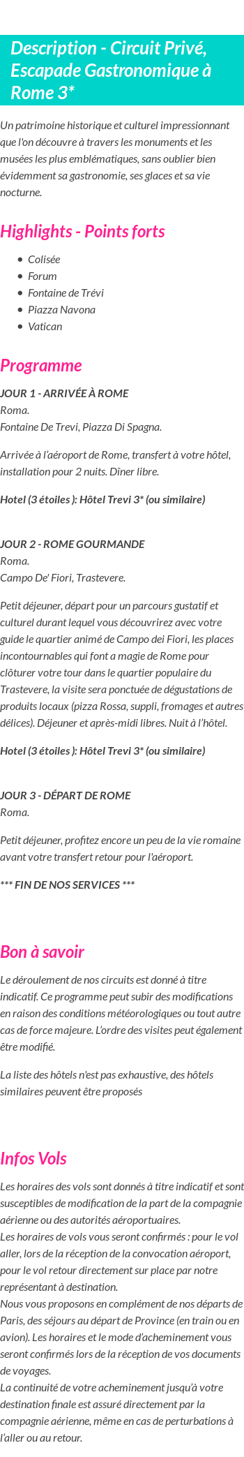 Détails du séjour