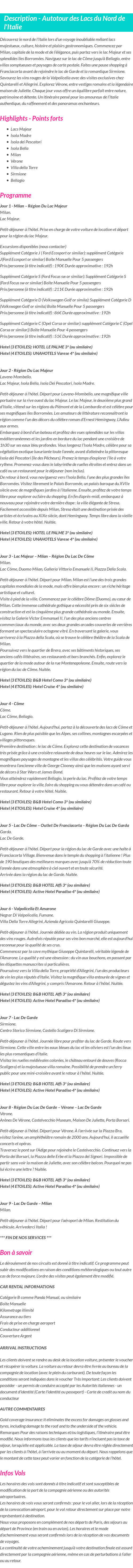 Détails du séjour