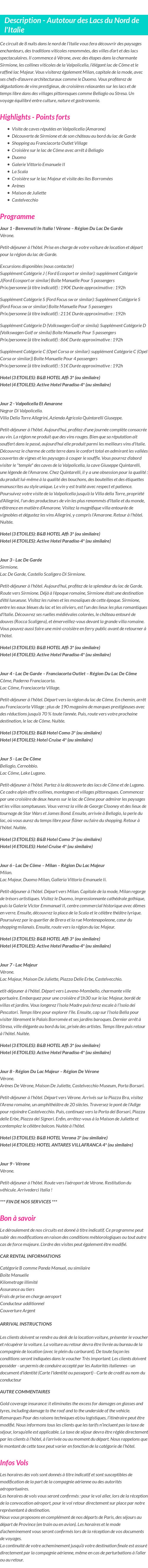 Détails du séjour