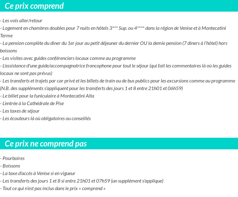 Conditions tarifaires
