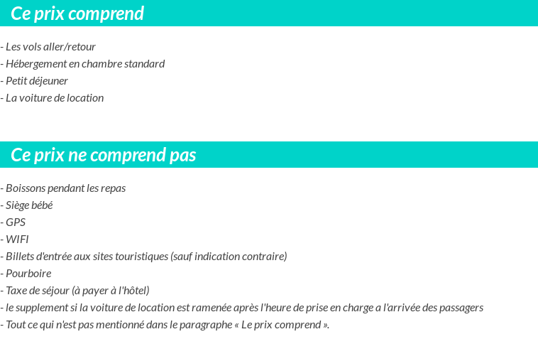 Conditions tarifaires