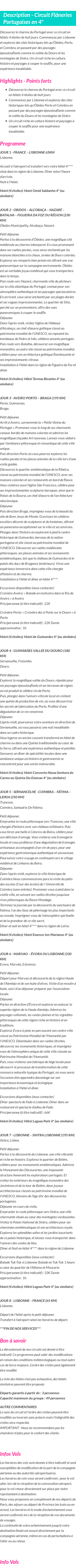 Détails du séjour