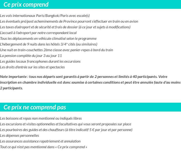 Conditions tarifaires