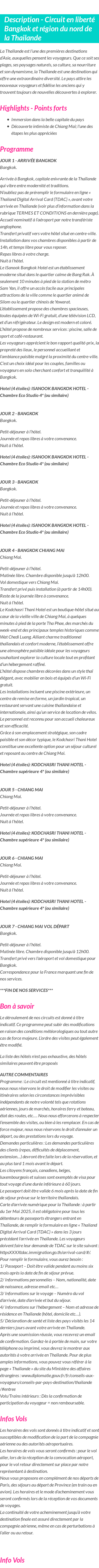 Détails du séjour