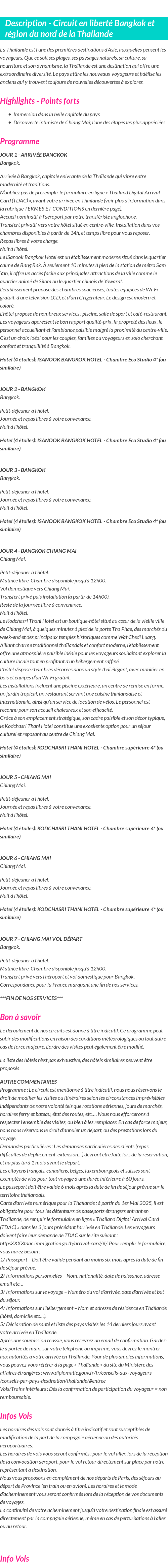 Détails du séjour