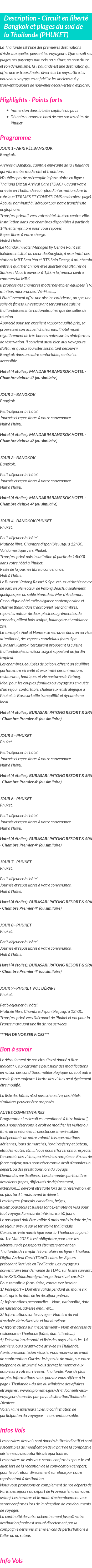 Détails du séjour