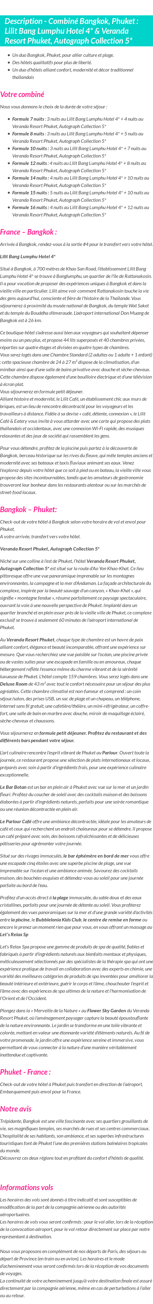 Détails du séjour