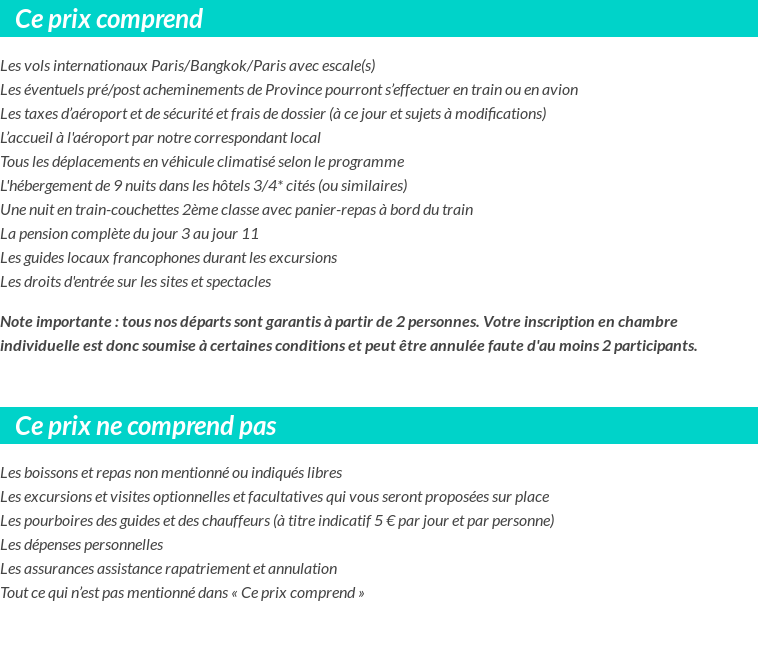 Conditions tarifaires