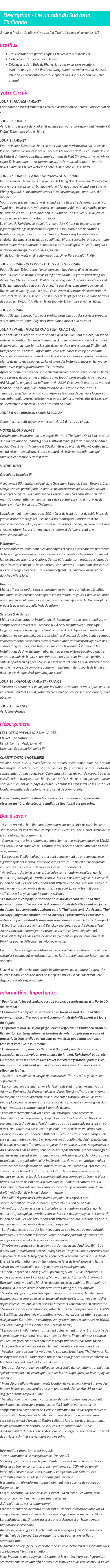 Détails du séjour