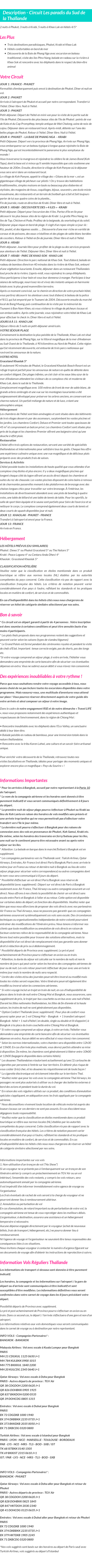 Détails du séjour