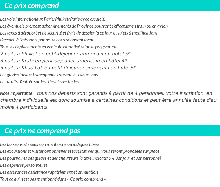 Conditions tarifaires