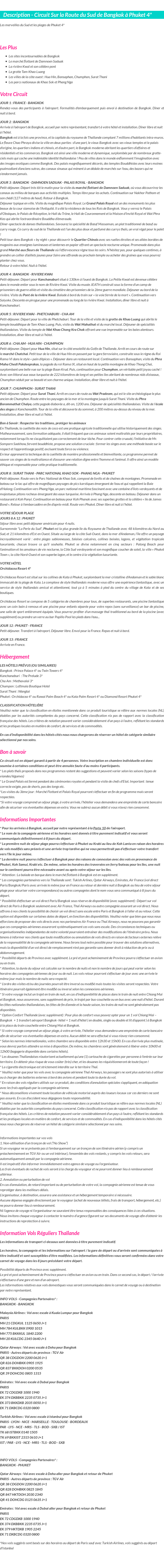 Détails du séjour