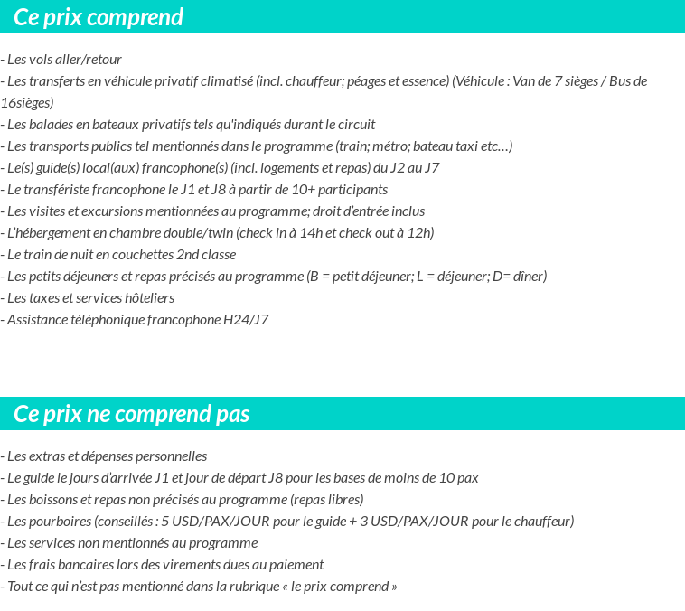 Conditions tarifaires