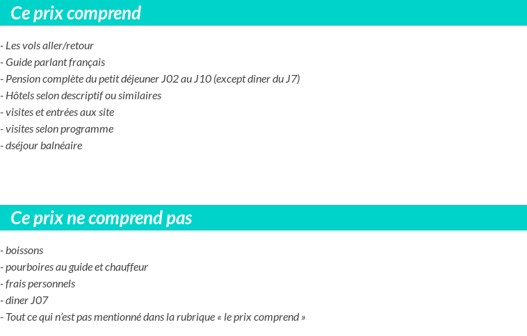 Conditions tarifaires