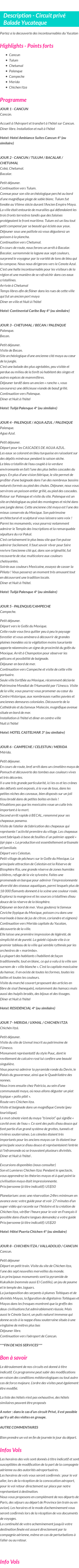 Détails du séjour