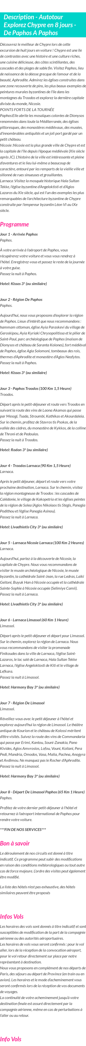 Détails du séjour