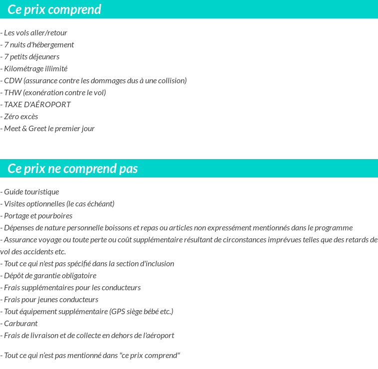 Conditions tarifaires