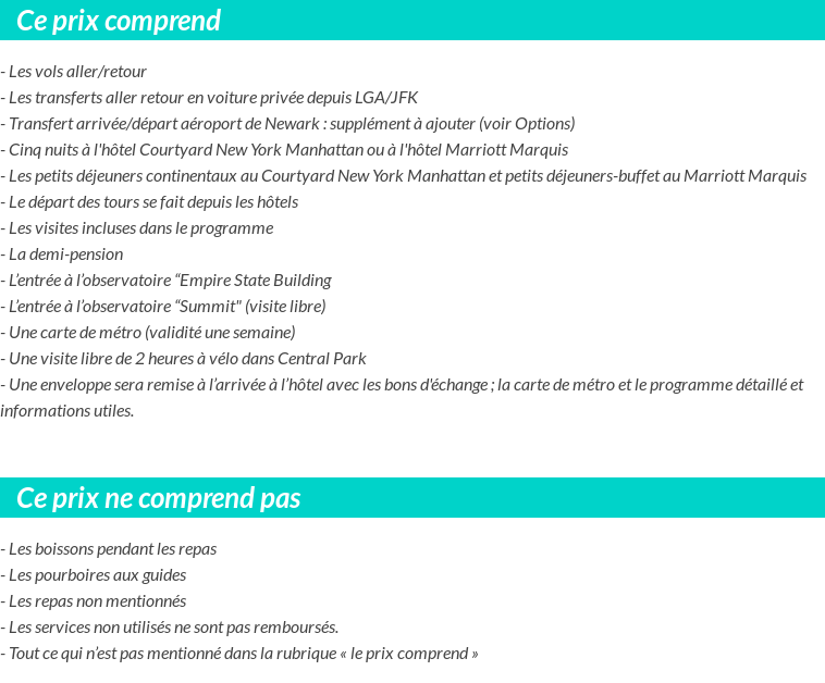 Conditions tarifaires