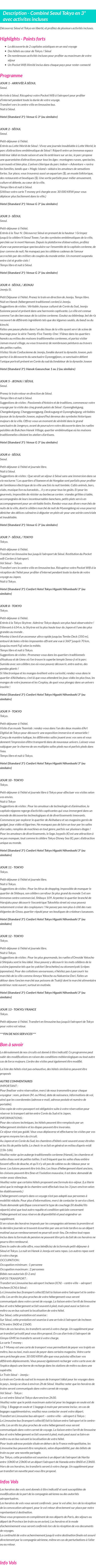 Détails du séjour