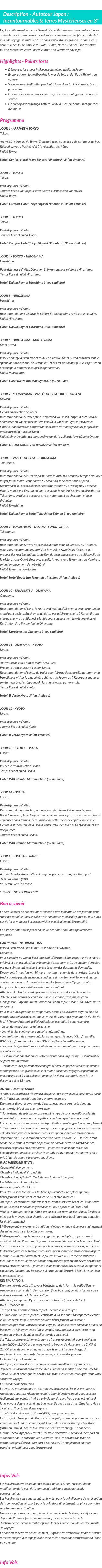 Détails du séjour