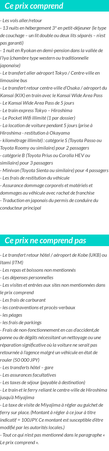 Conditions tarifaires