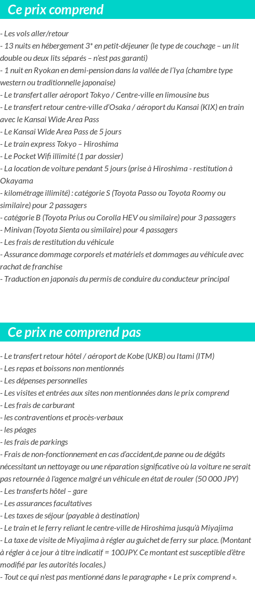 Conditions tarifaires