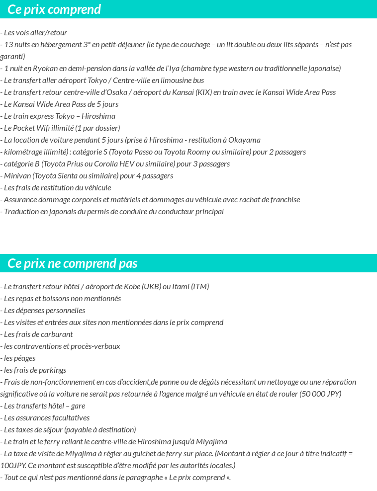 Conditions tarifaires