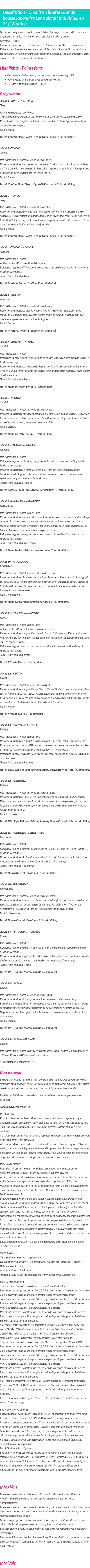 Détails du séjour
