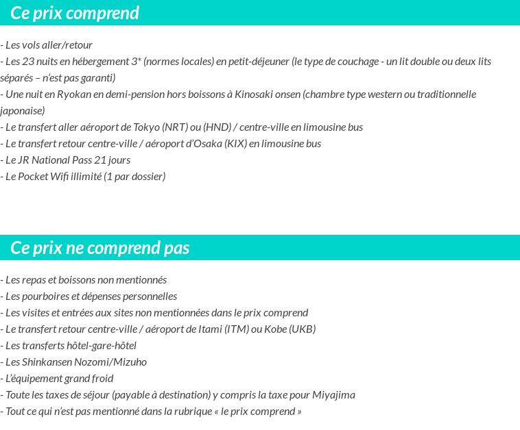 Conditions tarifaires