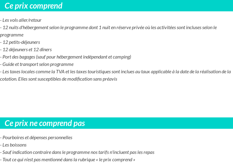 Conditions tarifaires