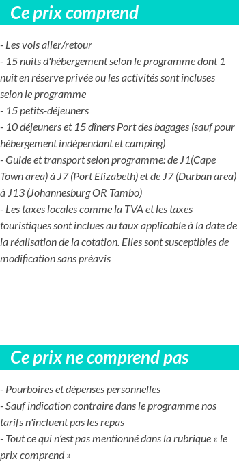 Conditions tarifaires