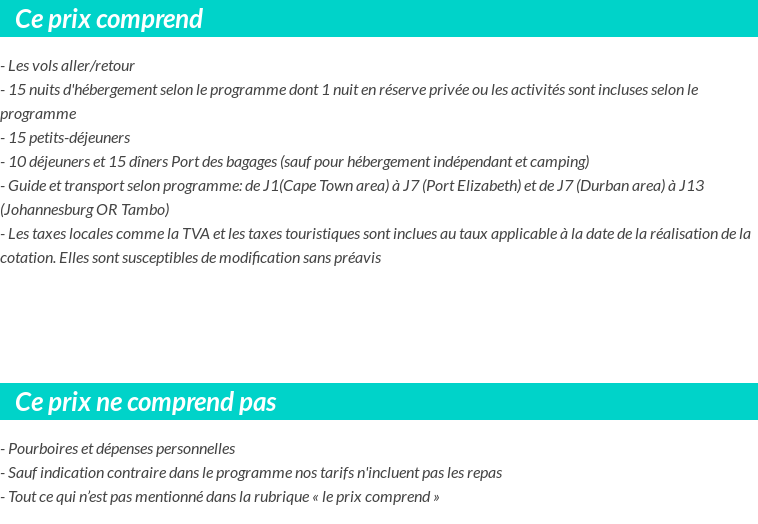Conditions tarifaires