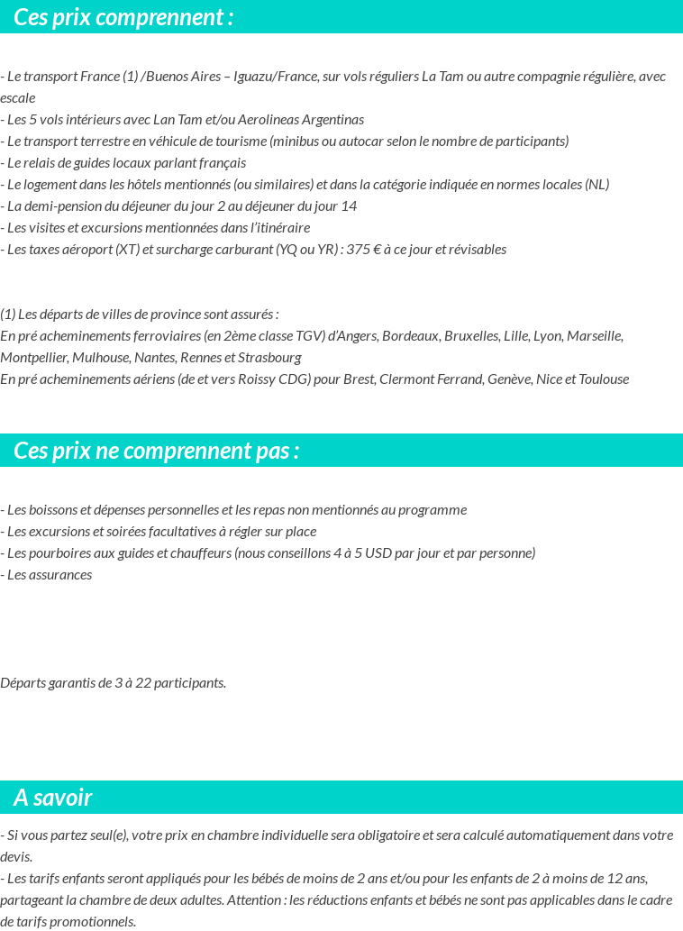 Conditions tarifaires