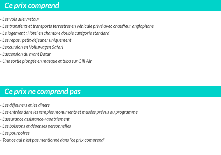 Conditions tarifaires