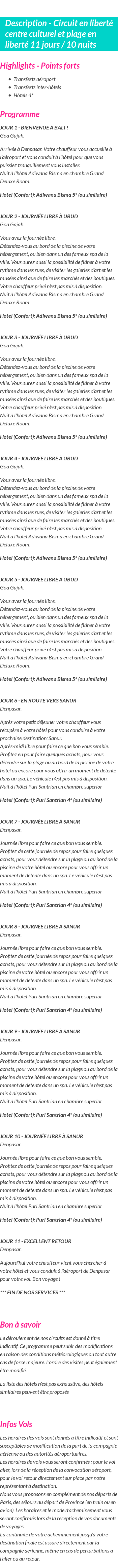 Détails du séjour