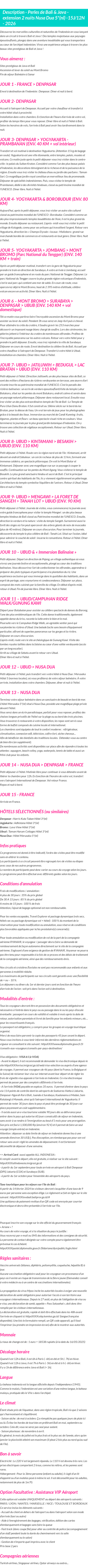 Détails du séjour